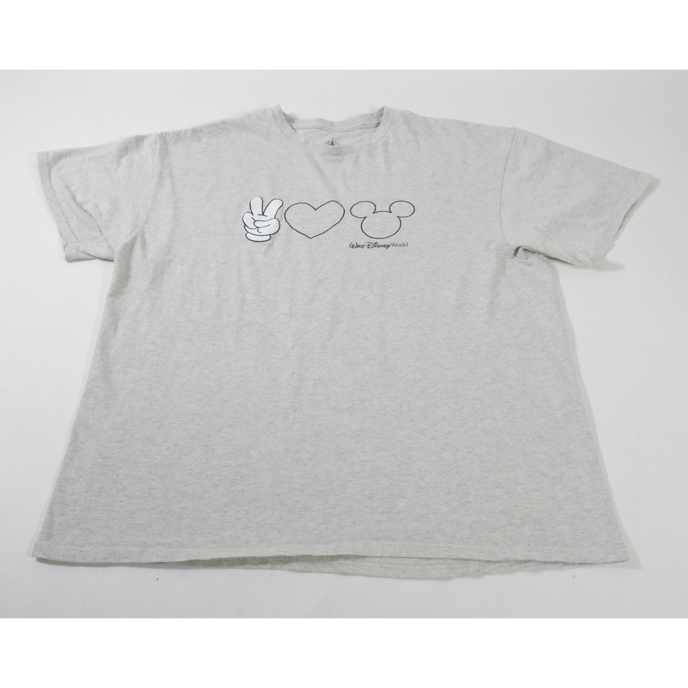 Disney T Shirt Womens XL Gray Walt Disney World Peace Love Mickey Graphic Tee